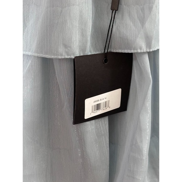 NWT MAC DUGGAL 49595 Blue Flutter Sleeve Ruffle Tiered Gown Light Blue 14 - $398 - Picture 6 of 7